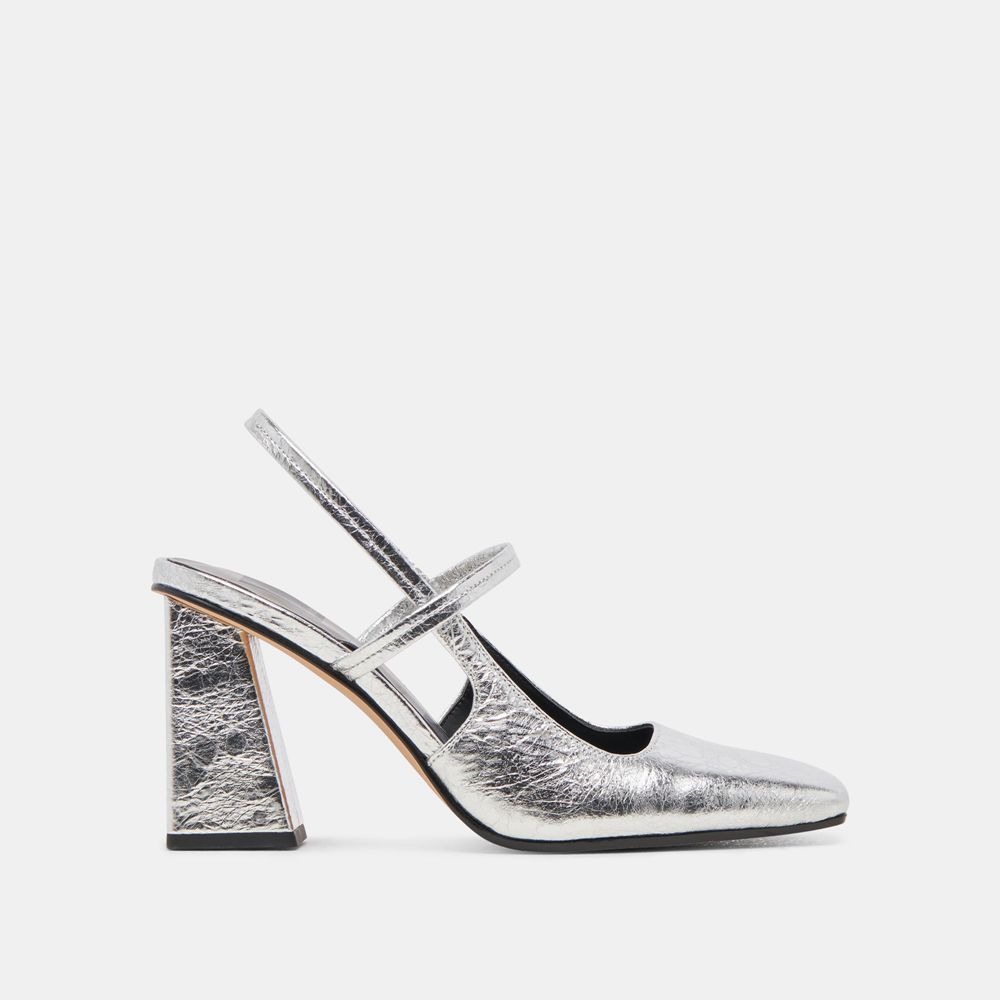 Dolce Vita Soyer Leather Women Heels Silver | US-531427UQA