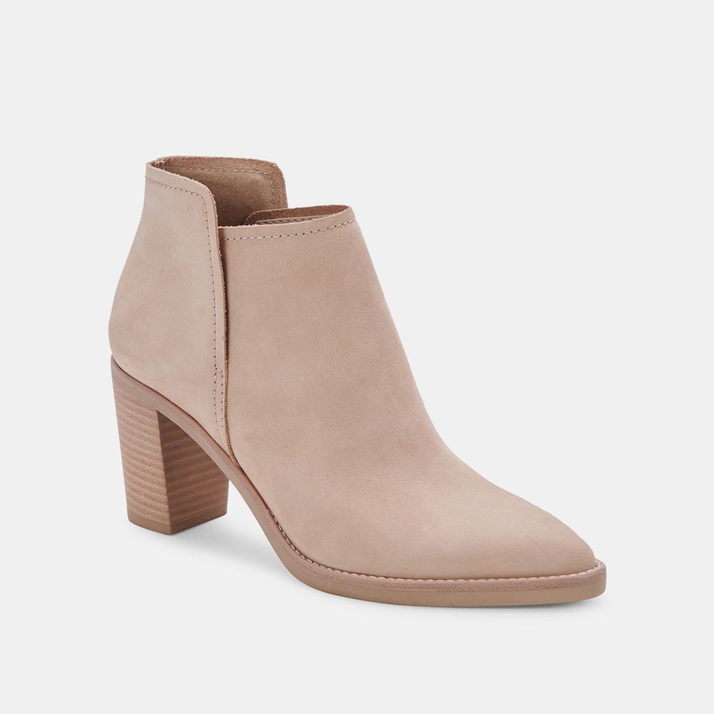 Dolce Vita Spade Wide Nubuck Women Booties Beige | US-672139AOX