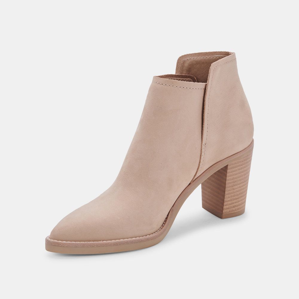 Dolce Vita Spade Wide Nubuck Women Booties Beige | US-672139AOX