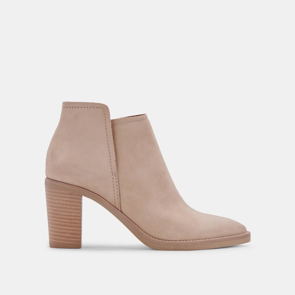 Dolce Vita Spade Wide Nubuck Women Booties Beige | US-672139AOX