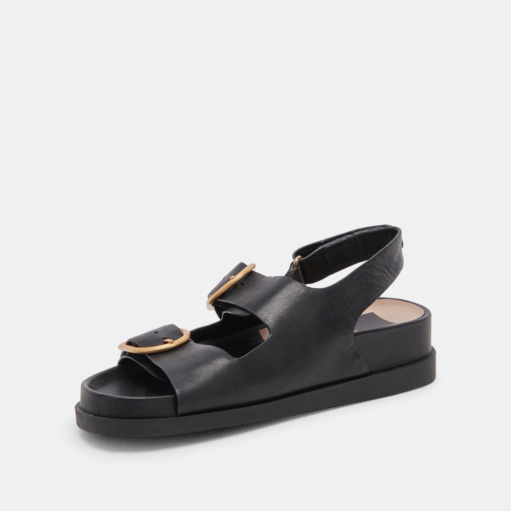 Dolce Vita Starla Leather Women Sandals Black | US-280569GRY