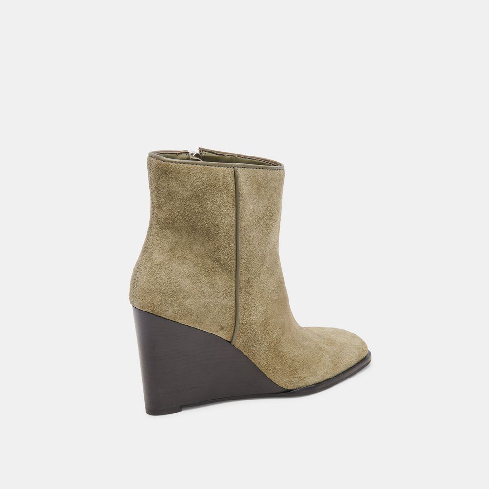 Dolce Vita Susann Wedge Suede Women Booties Green | US-340581PAW