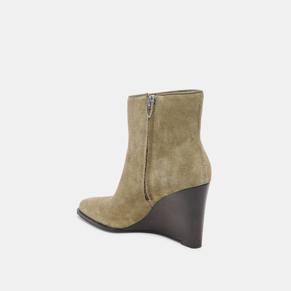 Dolce Vita Susann Wedge Suede Women Booties Green | US-340581PAW