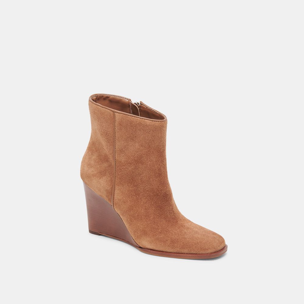 Dolce Vita Susann Wedge Suede Women Booties Brown | US-165874SGF