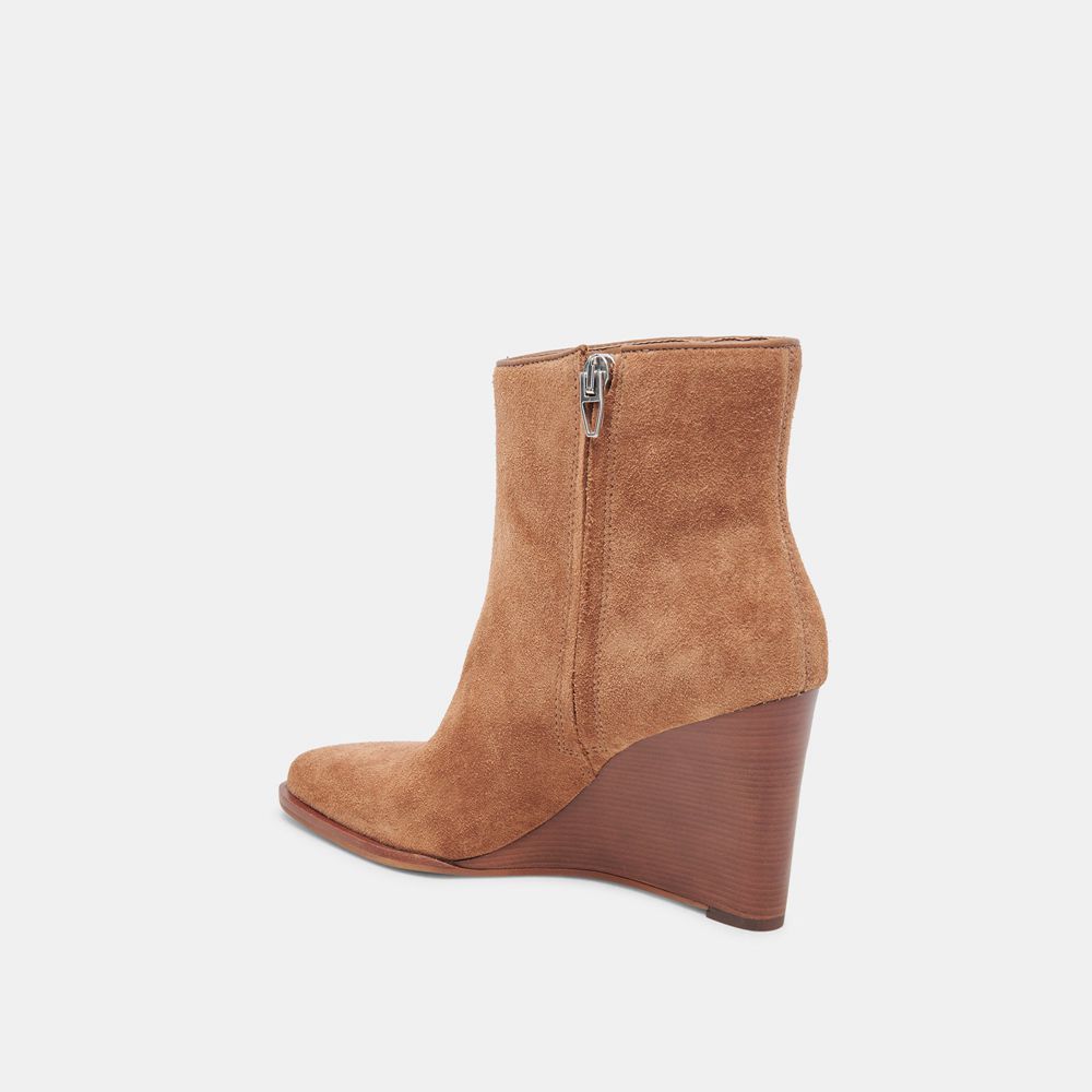 Dolce Vita Susann Wedge Suede Women Booties Brown | US-165874SGF