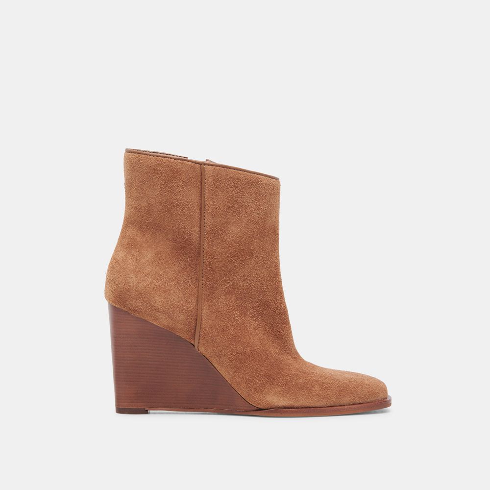 Dolce Vita Susann Wedge Suede Women Booties Brown | US-165874SGF