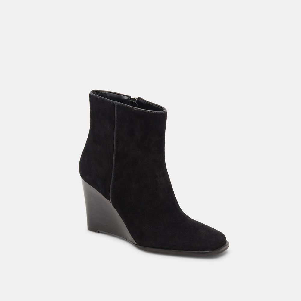 Dolce Vita Susann Wedge Suede Women Booties Black | US-058691RHF