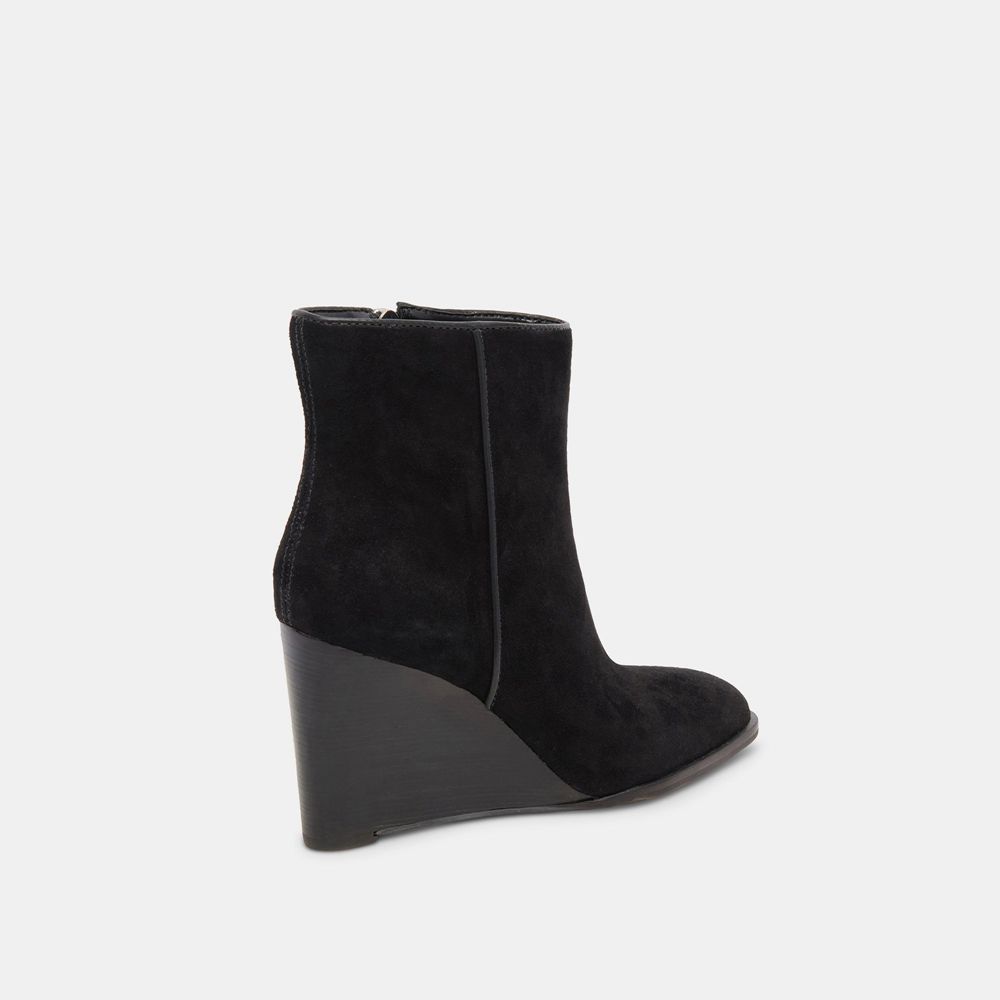 Dolce Vita Susann Wedge Suede Women Booties Black | US-058691RHF