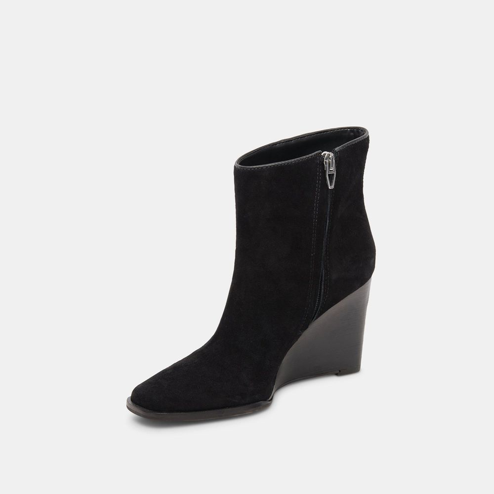 Dolce Vita Susann Wedge Suede Women Booties Black | US-058691RHF