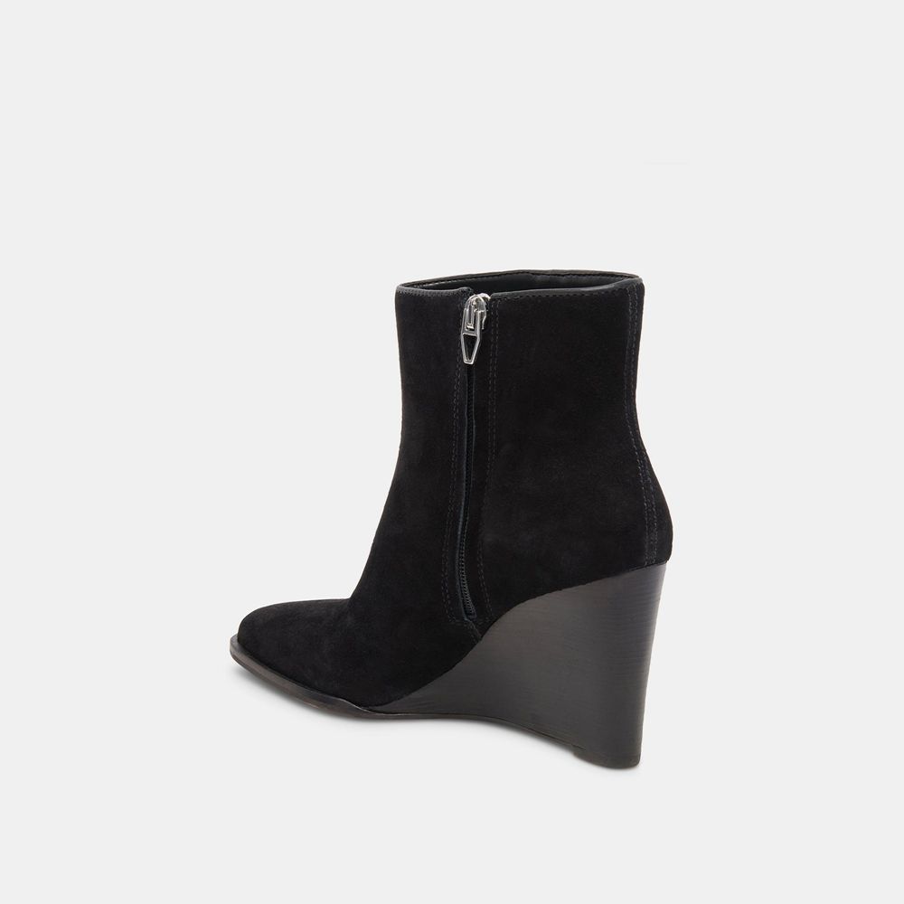 Dolce Vita Susann Wedge Suede Women Booties Black | US-058691RHF