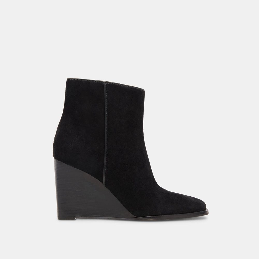 Dolce Vita Susann Wedge Suede Women Booties Black | US-058691RHF