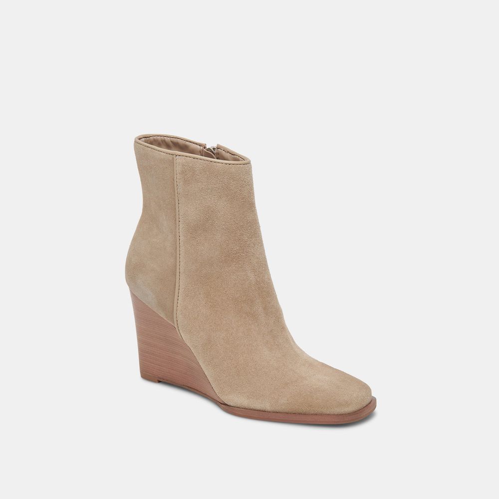 Dolce Vita Susann Wedge Suede Women Booties Beige | US-586073JYE