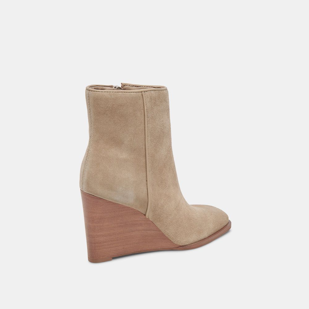 Dolce Vita Susann Wedge Suede Women Booties Beige | US-586073JYE