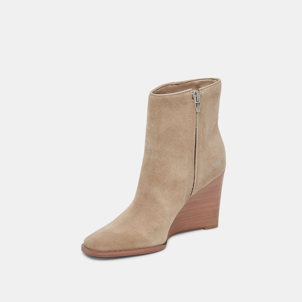 Dolce Vita Susann Wedge Suede Women Booties Beige | US-586073JYE