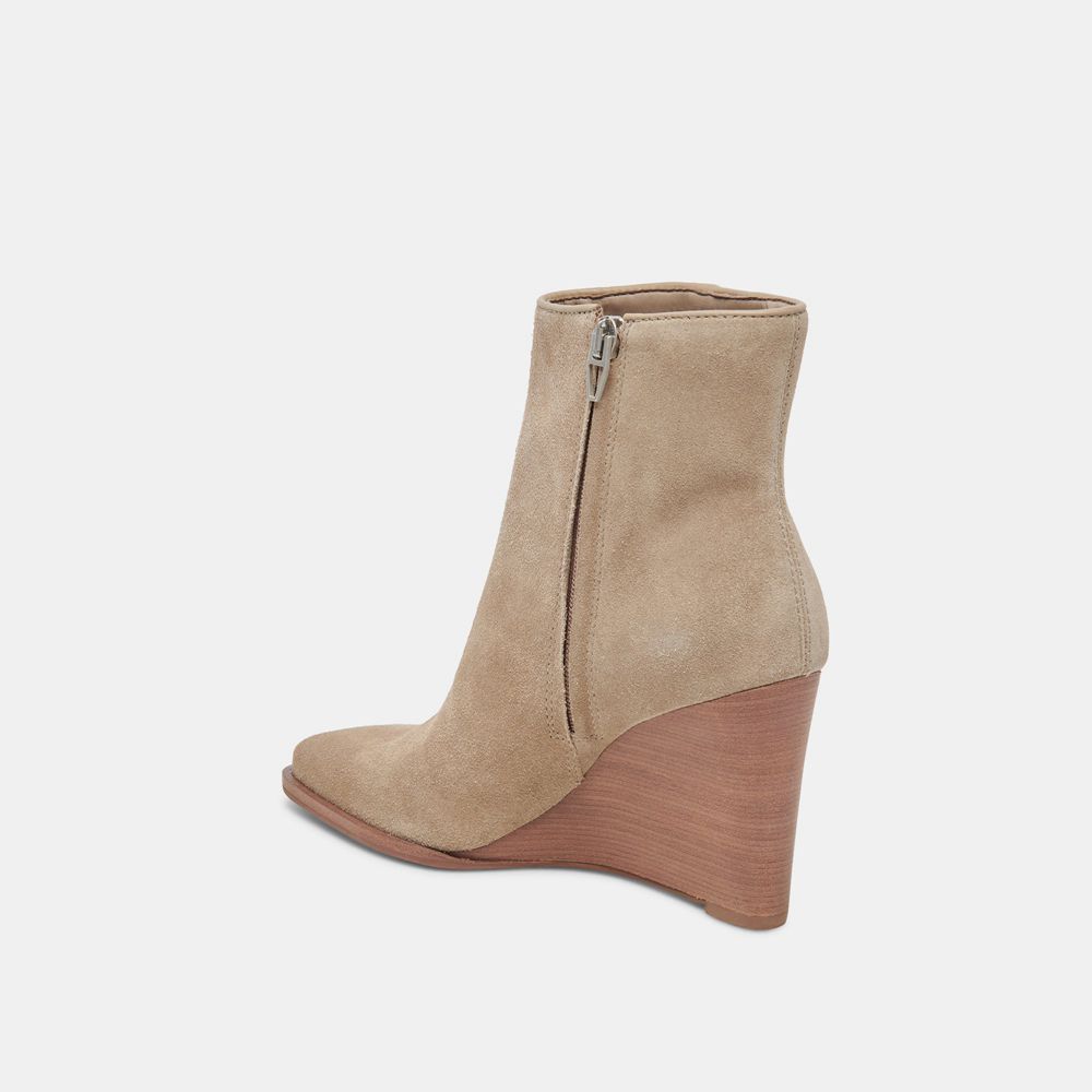 Dolce Vita Susann Wedge Suede Women Booties Beige | US-586073JYE