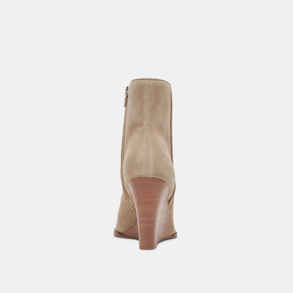 Dolce Vita Susann Wedge Suede Women Booties Beige | US-586073JYE