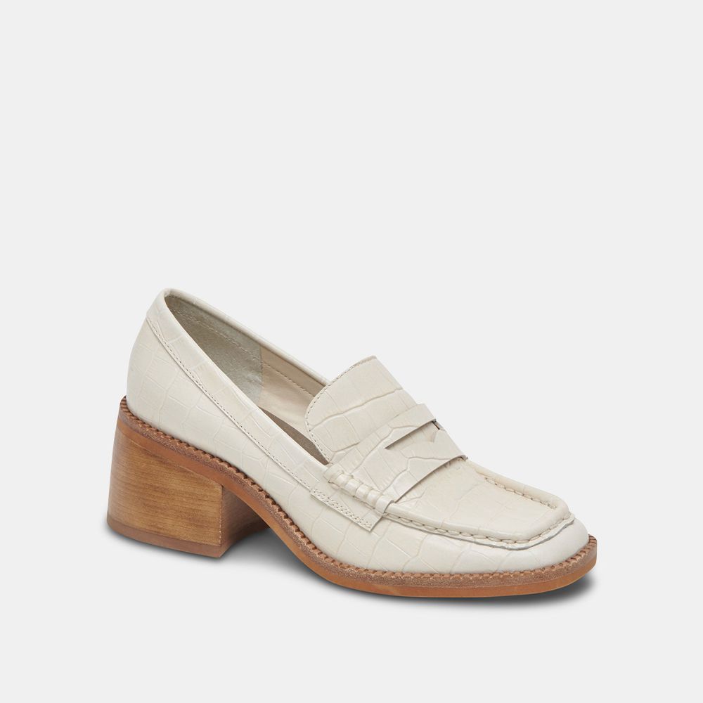 Dolce Vita Talie Leather Women Loafers Cream | US-860539CSV