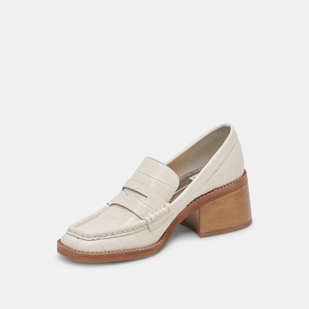 Dolce Vita Talie Leather Women Loafers Cream | US-860539CSV