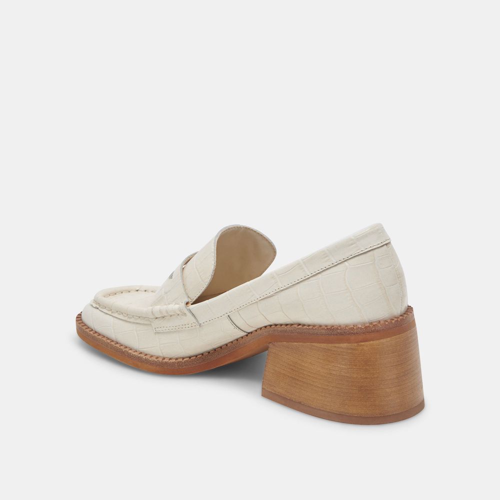 Dolce Vita Talie Leather Women Loafers Cream | US-860539CSV