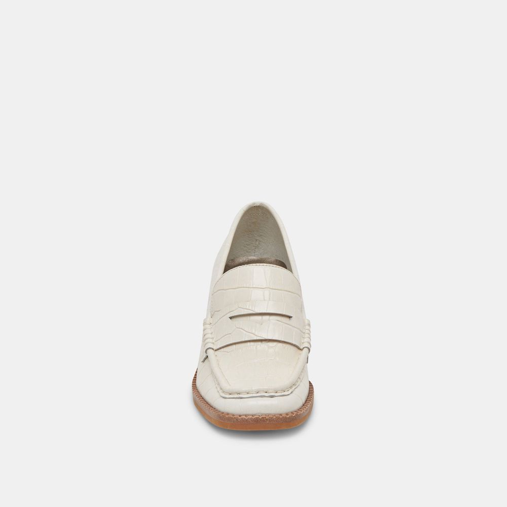 Dolce Vita Talie Leather Women Loafers Cream | US-860539CSV