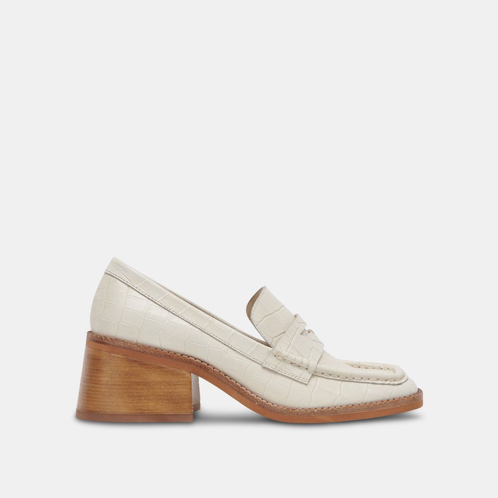 Dolce Vita Talie Leather Women Loafers Cream | US-860539CSV