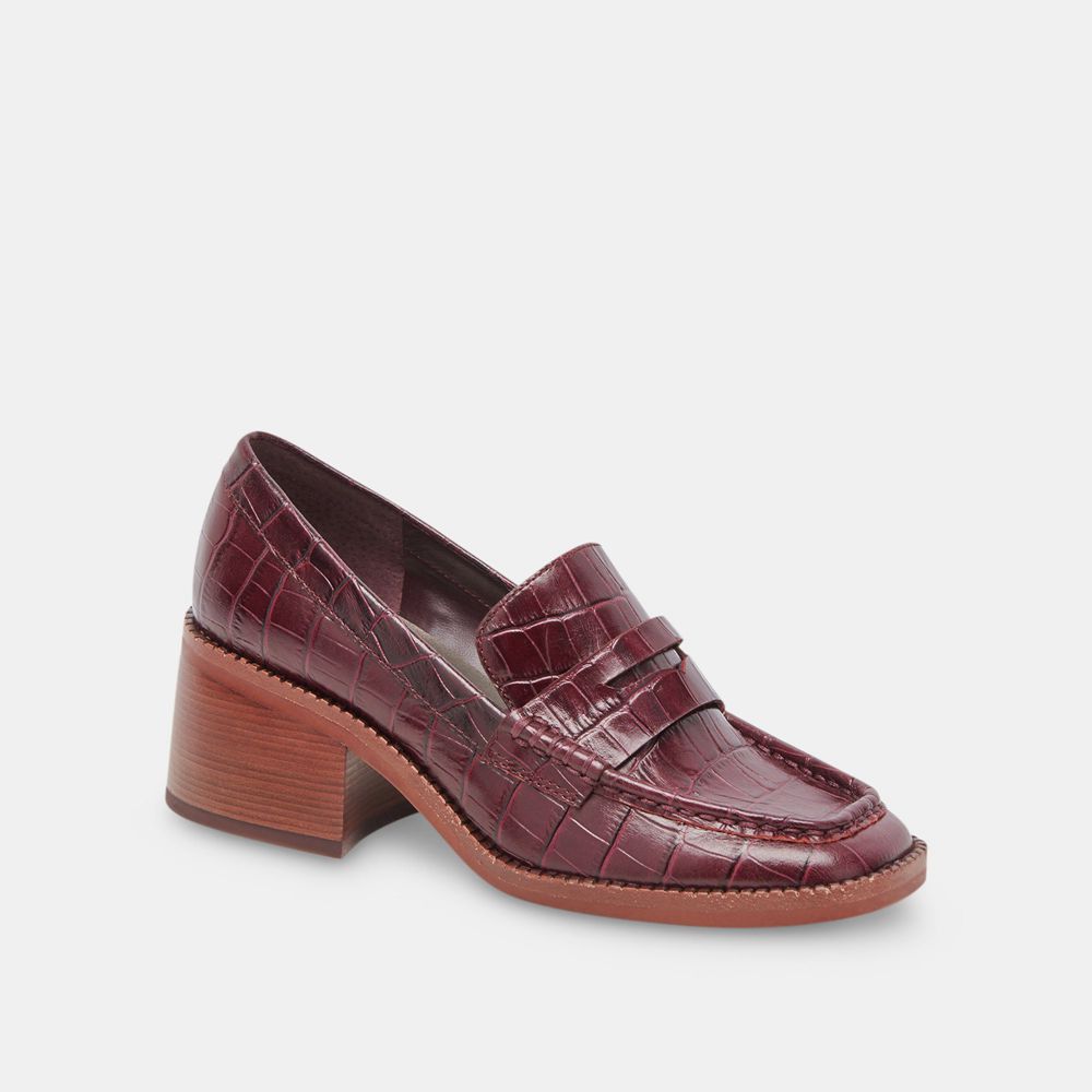 Dolce Vita Talie Leather Women Loafers Dark Red | US-907358WCE