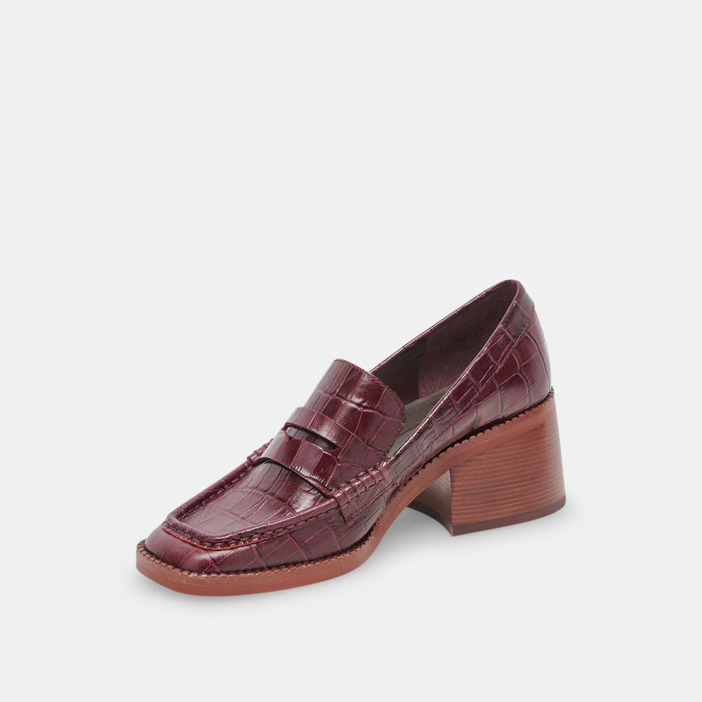 Dolce Vita Talie Leather Women Loafers Dark Red | US-907358WCE