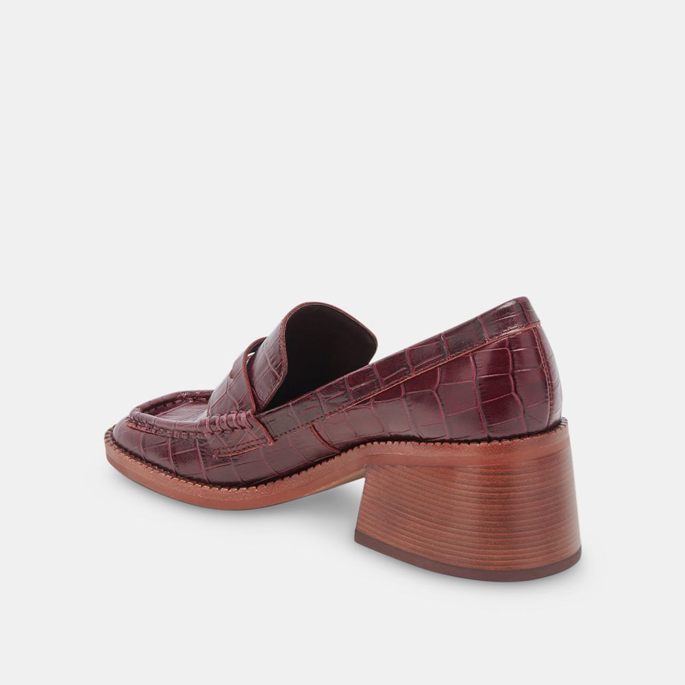 Dolce Vita Talie Leather Women Loafers Dark Red | US-907358WCE