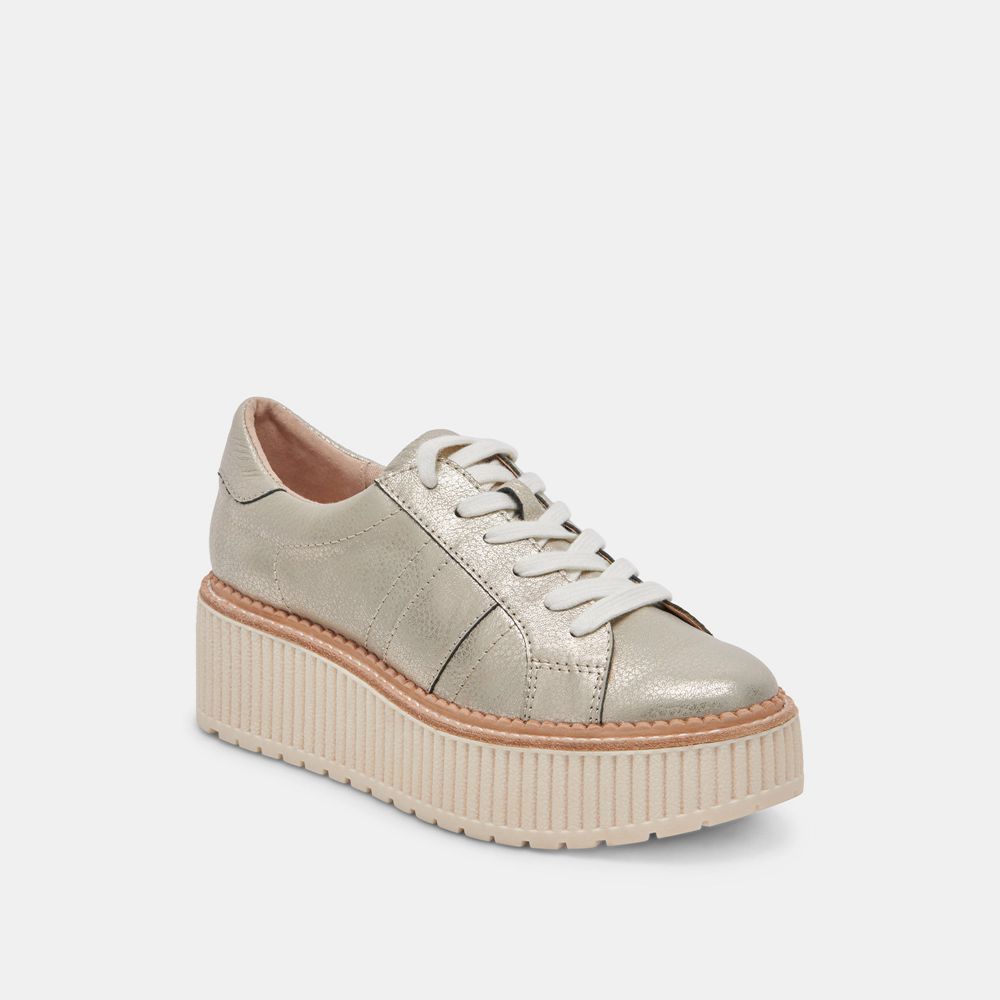 Dolce Vita Tiger Leather Women Sneakers Light Gold | US-104725LMA