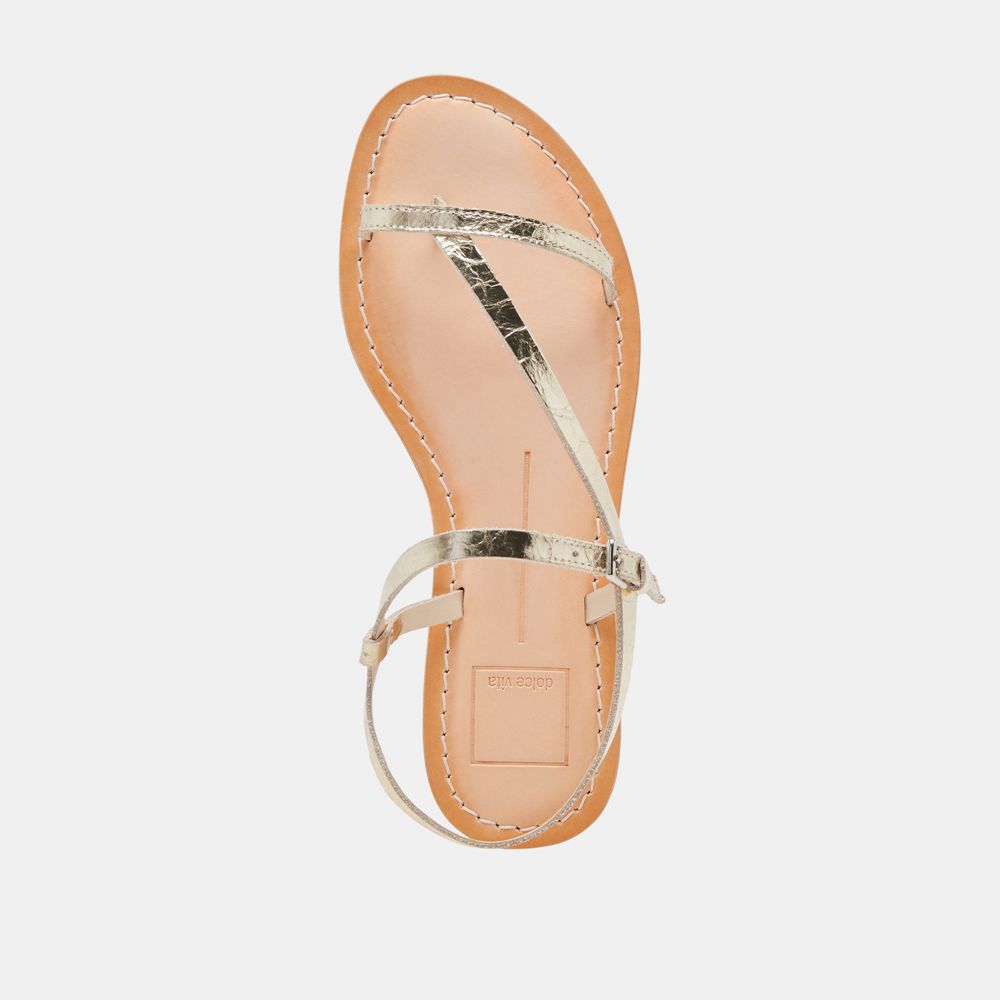 Dolce Vita Wandre Distressed Leather Women Sandals Gold | US-628419PZA