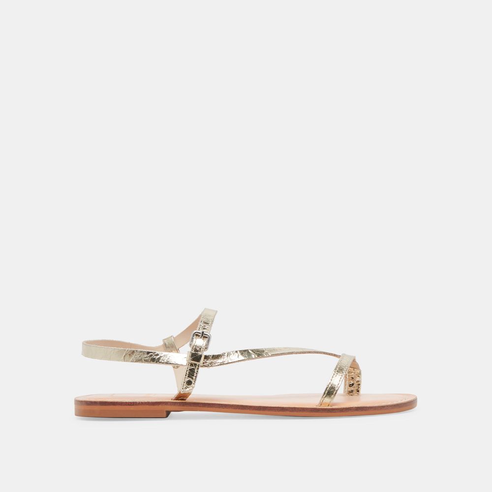 Dolce Vita Wandre Distressed Leather Women Sandals Gold | US-628419PZA