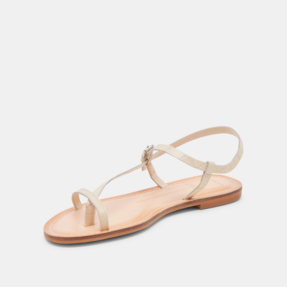 Dolce Vita Wandre Leather Women Sandals Cream | US-120568JIY