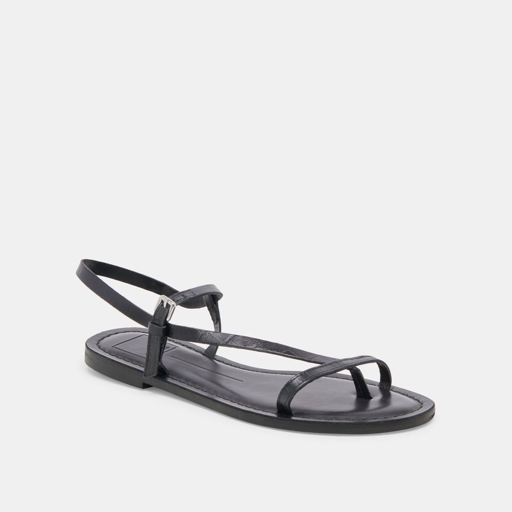 Dolce Vita Wandre Leather Women Sandals Black | US-413786EHV