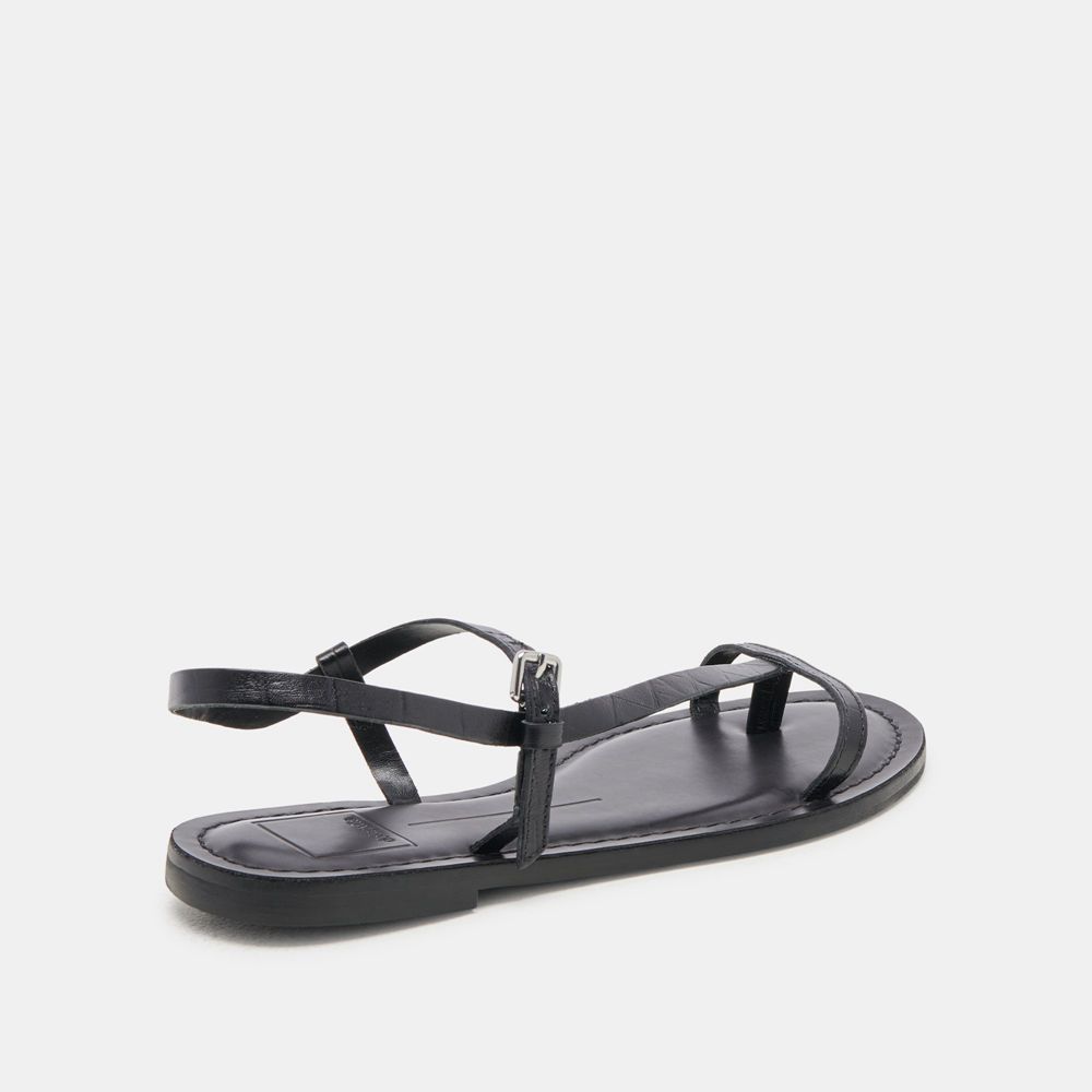 Dolce Vita Wandre Leather Women Sandals Black | US-413786EHV