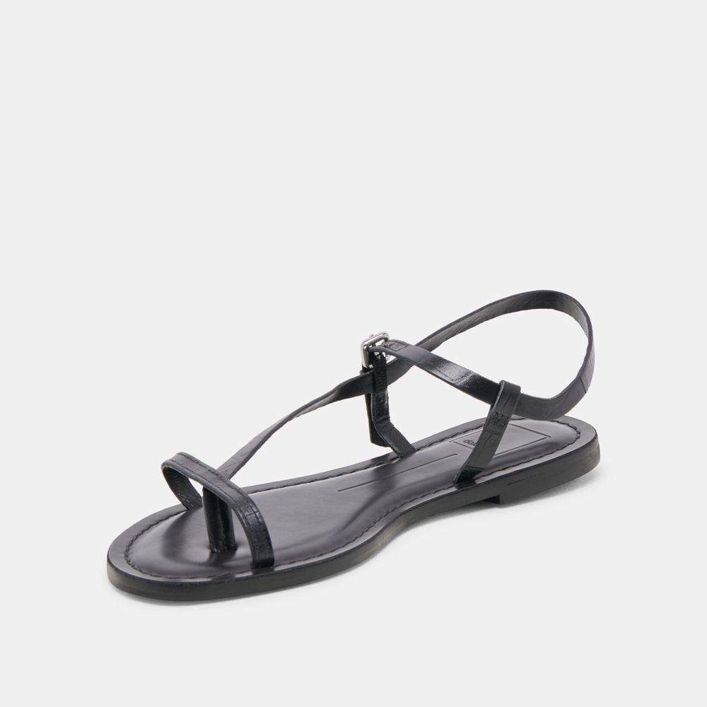 Dolce Vita Wandre Leather Women Sandals Black | US-413786EHV