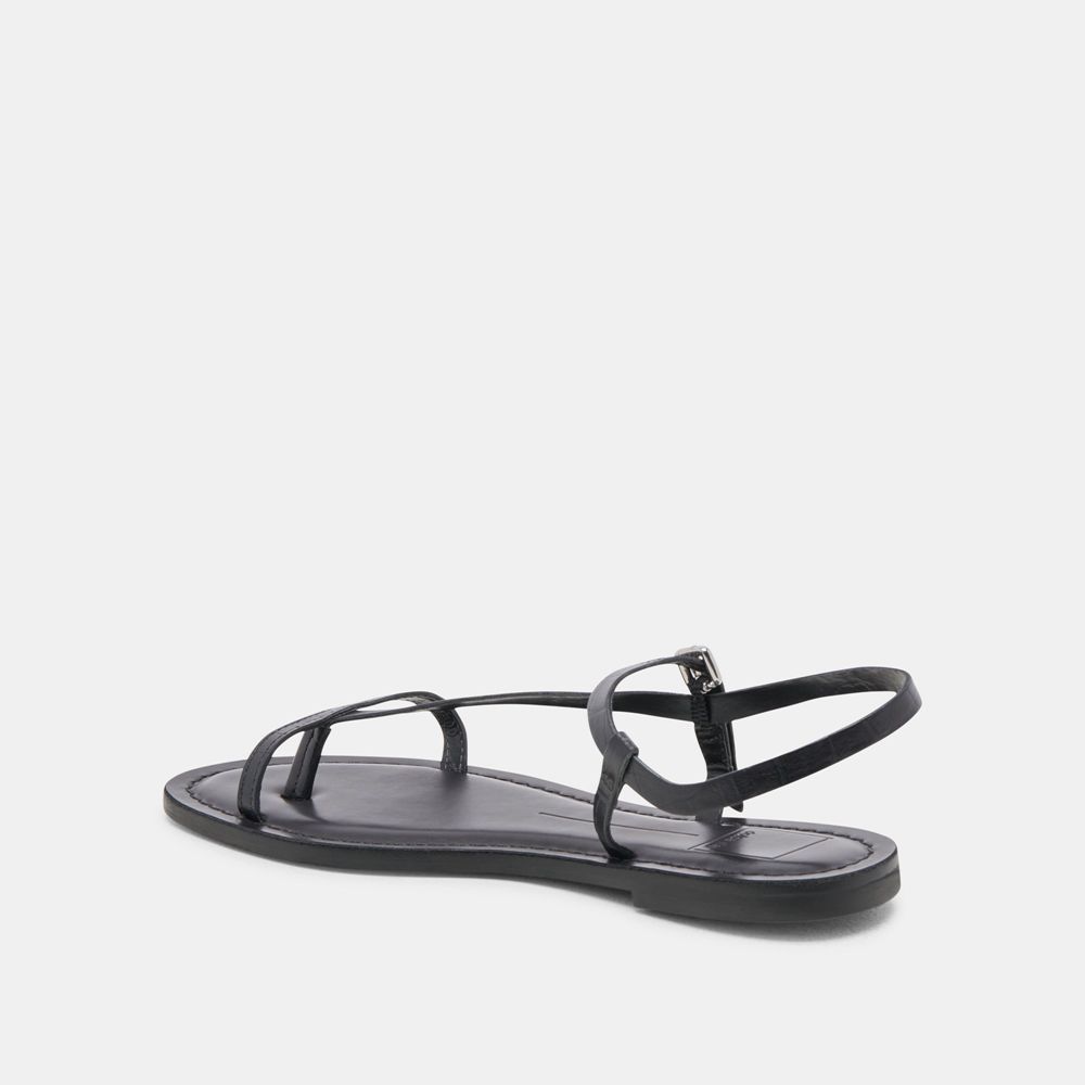 Dolce Vita Wandre Leather Women Sandals Black | US-413786EHV