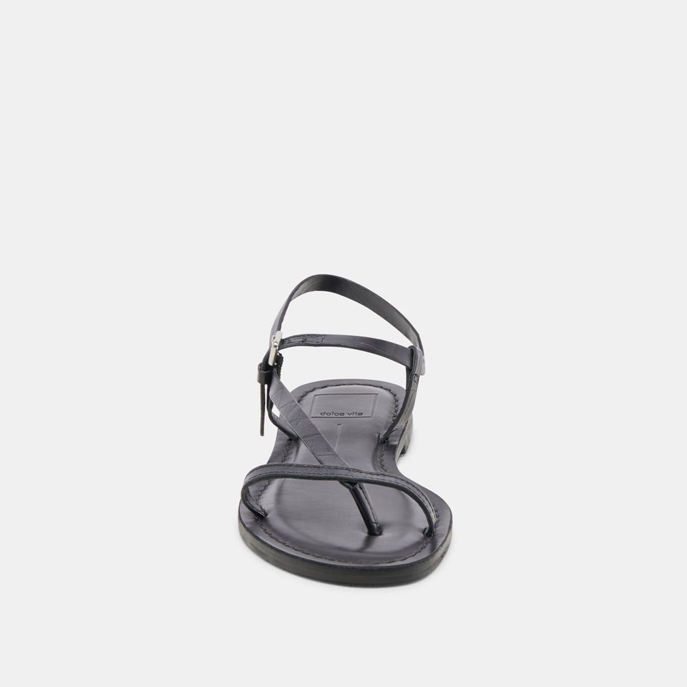 Dolce Vita Wandre Leather Women Sandals Black | US-413786EHV