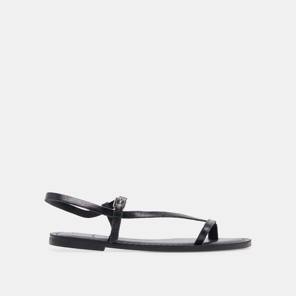 Dolce Vita Wandre Leather Women Sandals Black | US-413786EHV