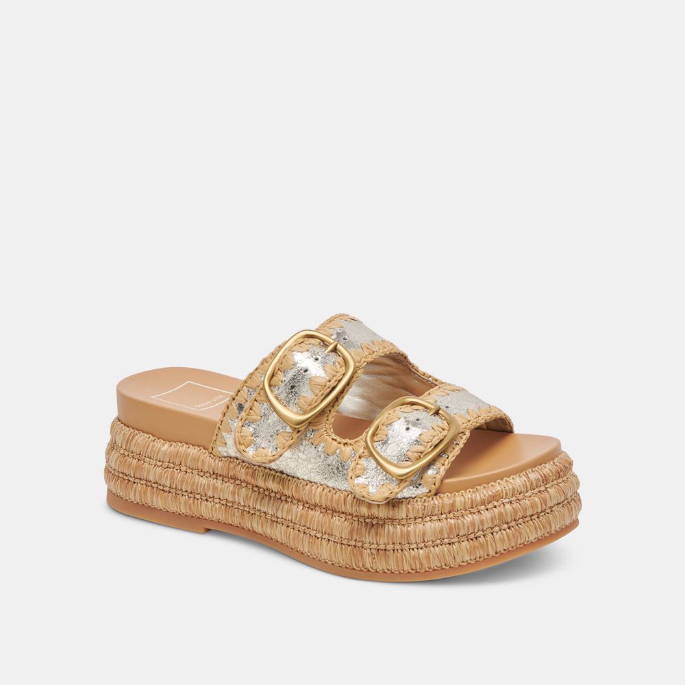 Dolce Vita Wanika Leather Women Sandals Platinum | US-150782IMW