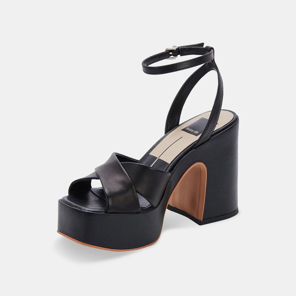 Dolce Vita Wessi Leather Women Heels Black | US-832649DPE