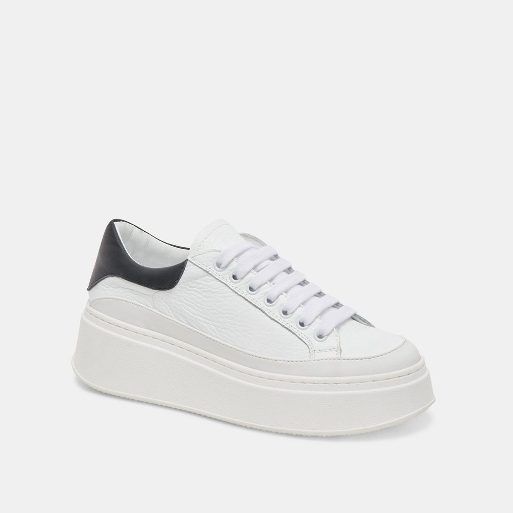 Dolce Vita Wyett Leather Women Sneakers White / Black | US-468731SCT