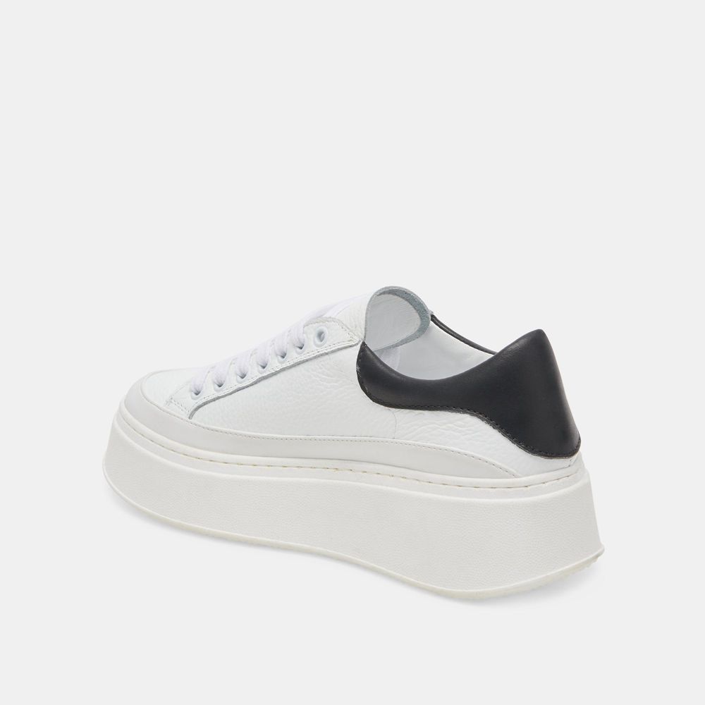 Dolce Vita Wyett Leather Women Sneakers White / Black | US-468731SCT