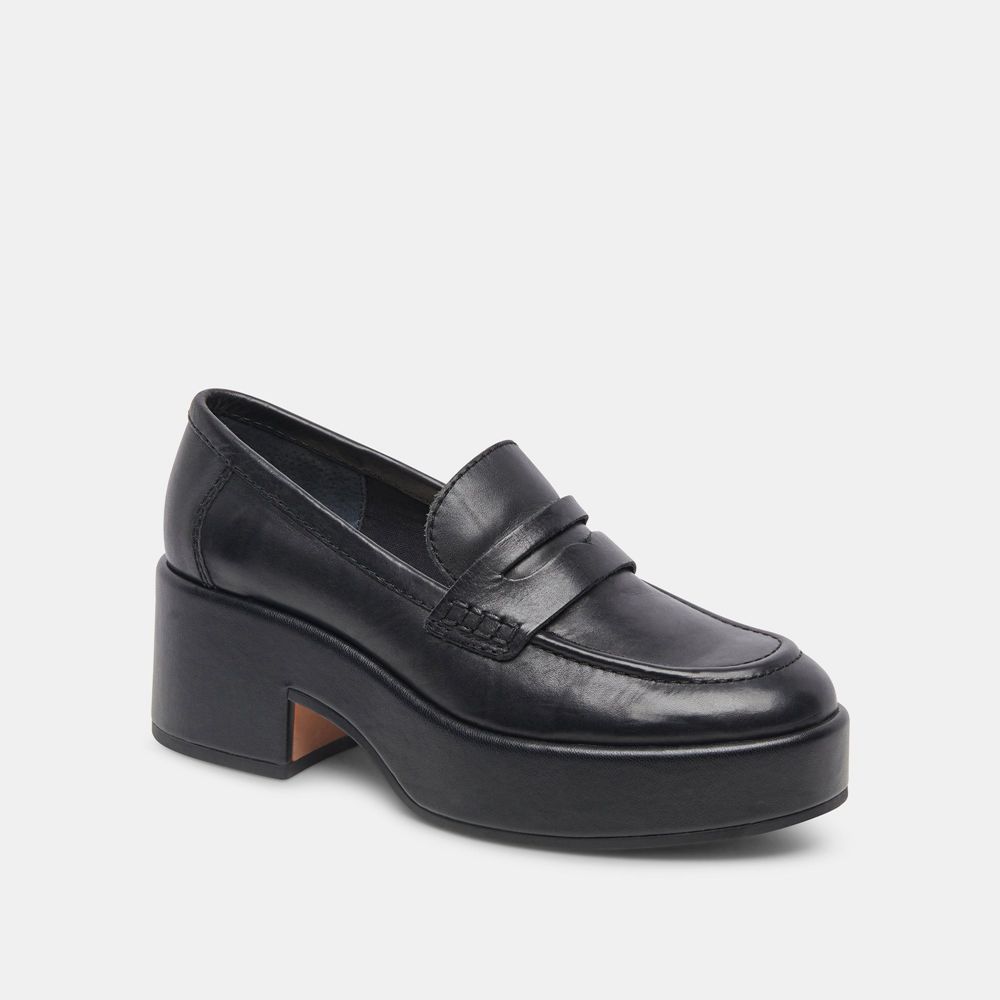 Dolce Vita Yanni Leather Women Loafers Black | US-176829KTG