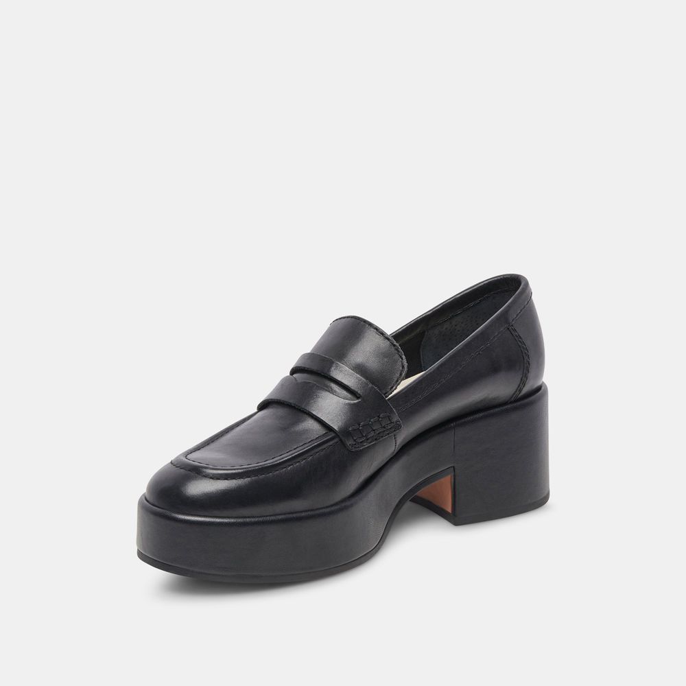 Dolce Vita Yanni Leather Women Loafers Black | US-176829KTG