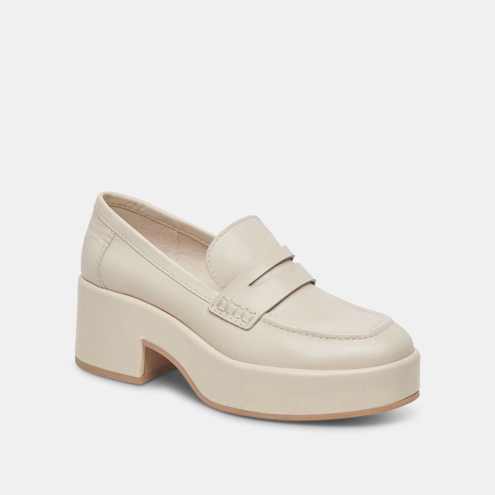 Dolce Vita Yanni Leather Women Loafers Cream | US-963841DGS