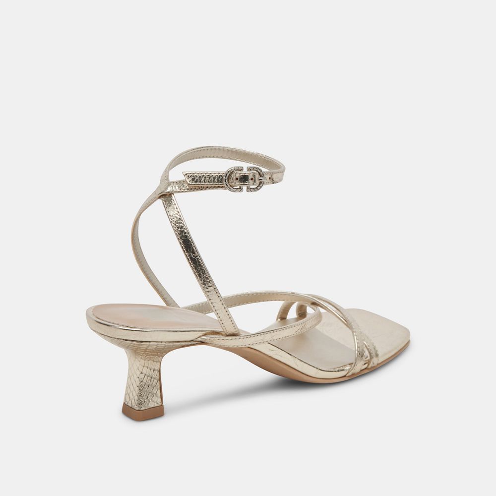 Dolce Vita Zamal Crinkle Patent Women Heels Light Gold | US-750194ZRD