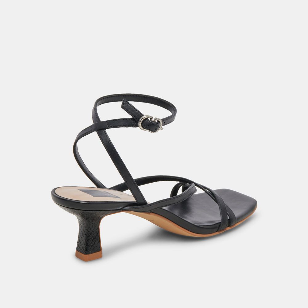 Dolce Vita Zamal Leather Women Heels Sandals Black | US-462970PEU