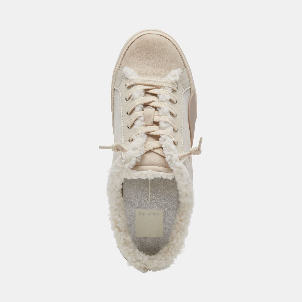 Dolce Vita Zantel Leather Women Sneakers Cream | US-428063DKR