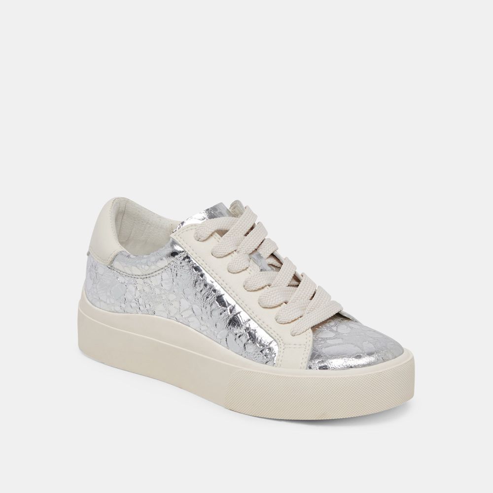 Dolce Vita Zayn 360 Leather Women Sneakers Silver | US-567190IFN