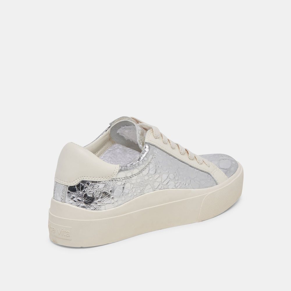 Dolce Vita Zayn 360 Leather Women Sneakers Silver | US-567190IFN